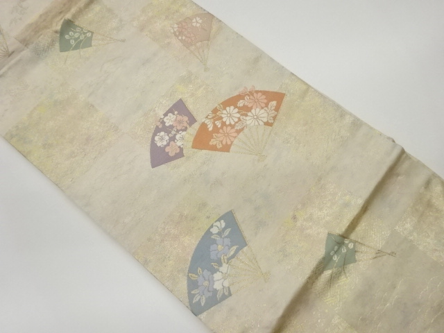 JAPANESE KIMONO / VINTAGE NAGOYA OBI / WOVEN FLOWERS & GRID